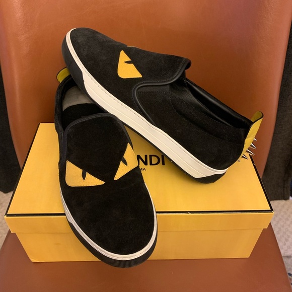 Fendi Monster Eyes Slip On Black Sneakers Sz 9.5 main image 5
